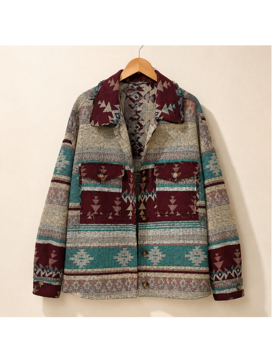 new in Jackets & Blazers - New In Southwestern Aztec Oversized Shacket Jacket M